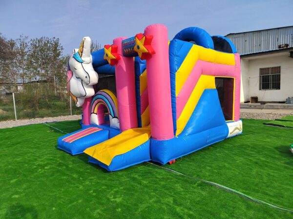 Hüpfburg Einhorn Blau